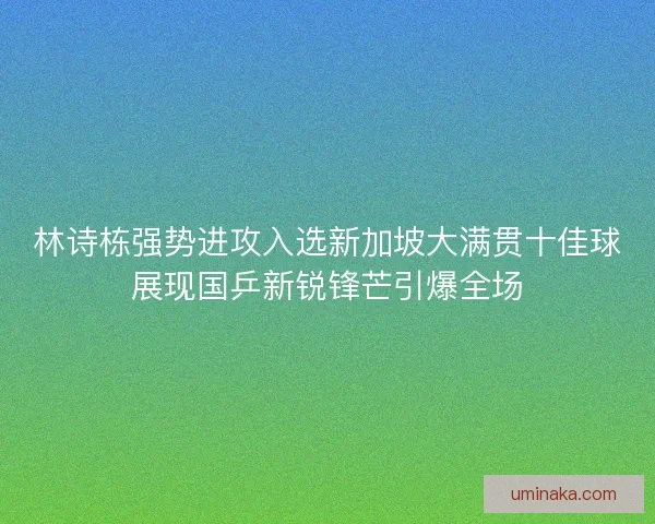 林诗栋强势进攻入选新加坡大满贯十佳球展现国乒新锐锋芒引爆全场