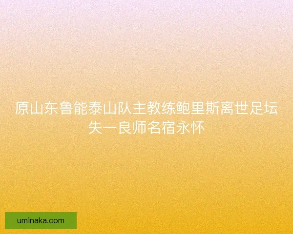 原山东鲁能泰山队主教练鲍里斯离世足坛失一良师名宿永怀